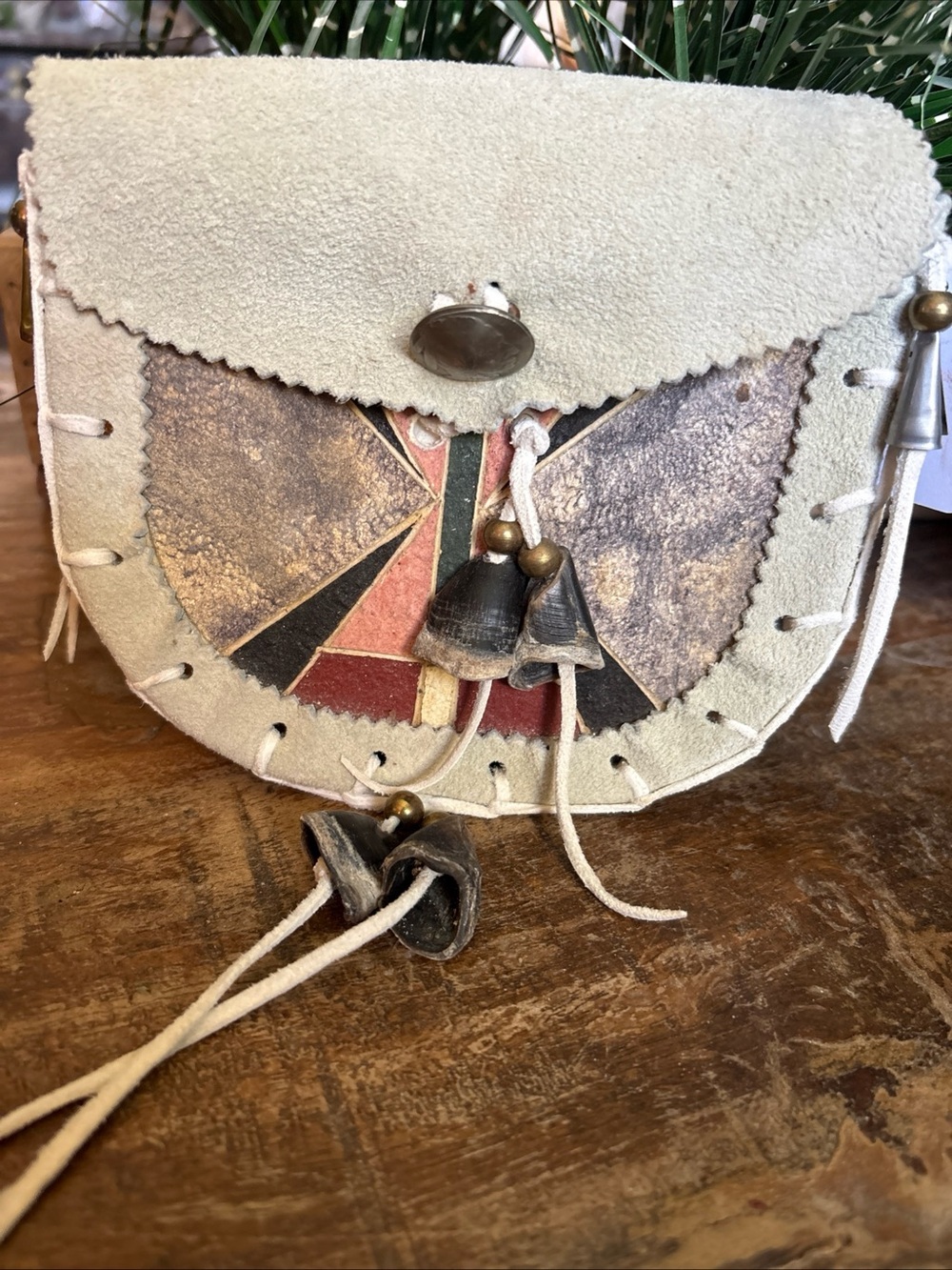 Vintage native hand made leather Buffalo nickel Crossbody Bag